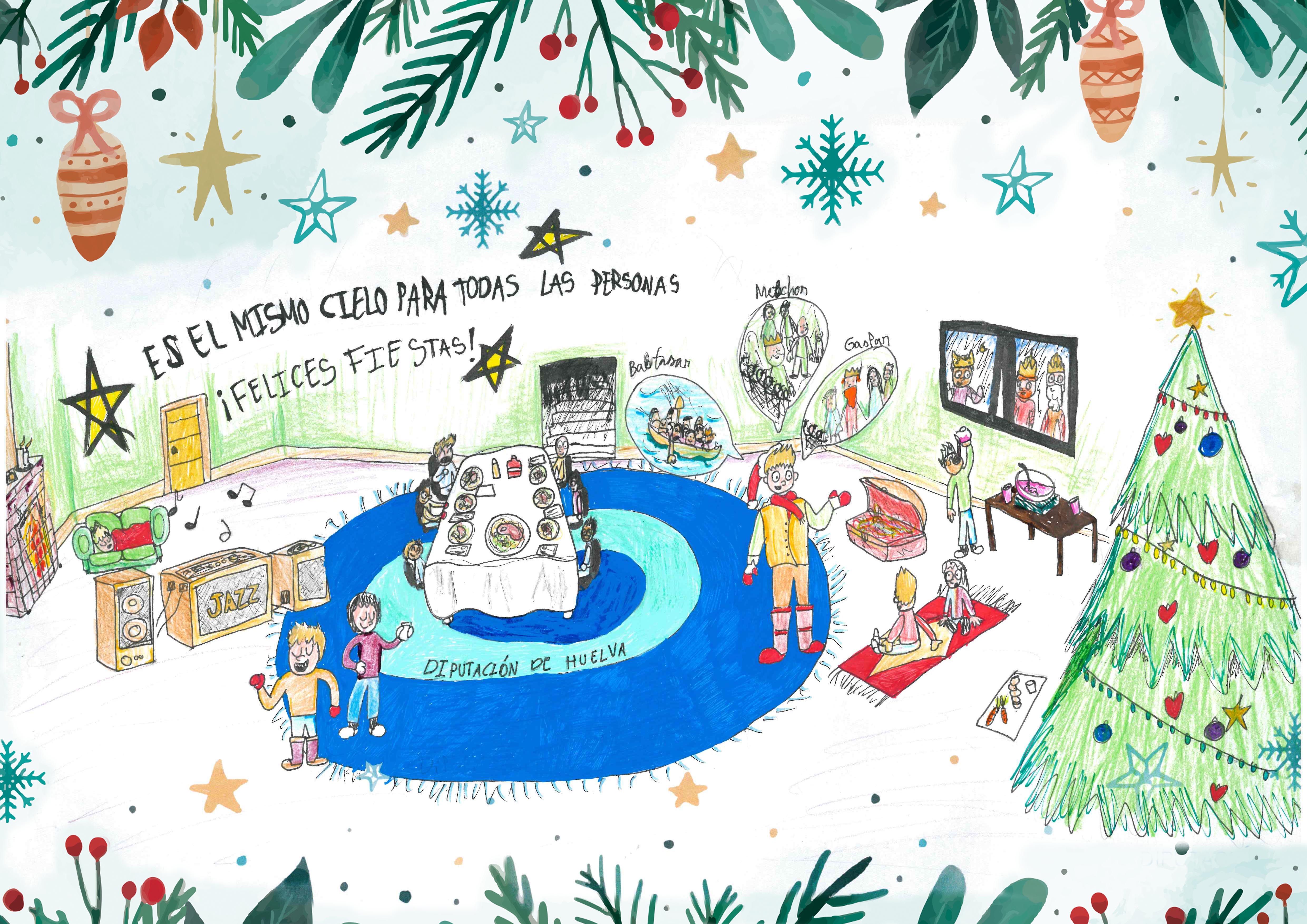 Diputación felicita la Navidad con el christmas 'Es el mismo cielo para  todas las personas' dibujado por un niño de 10 años